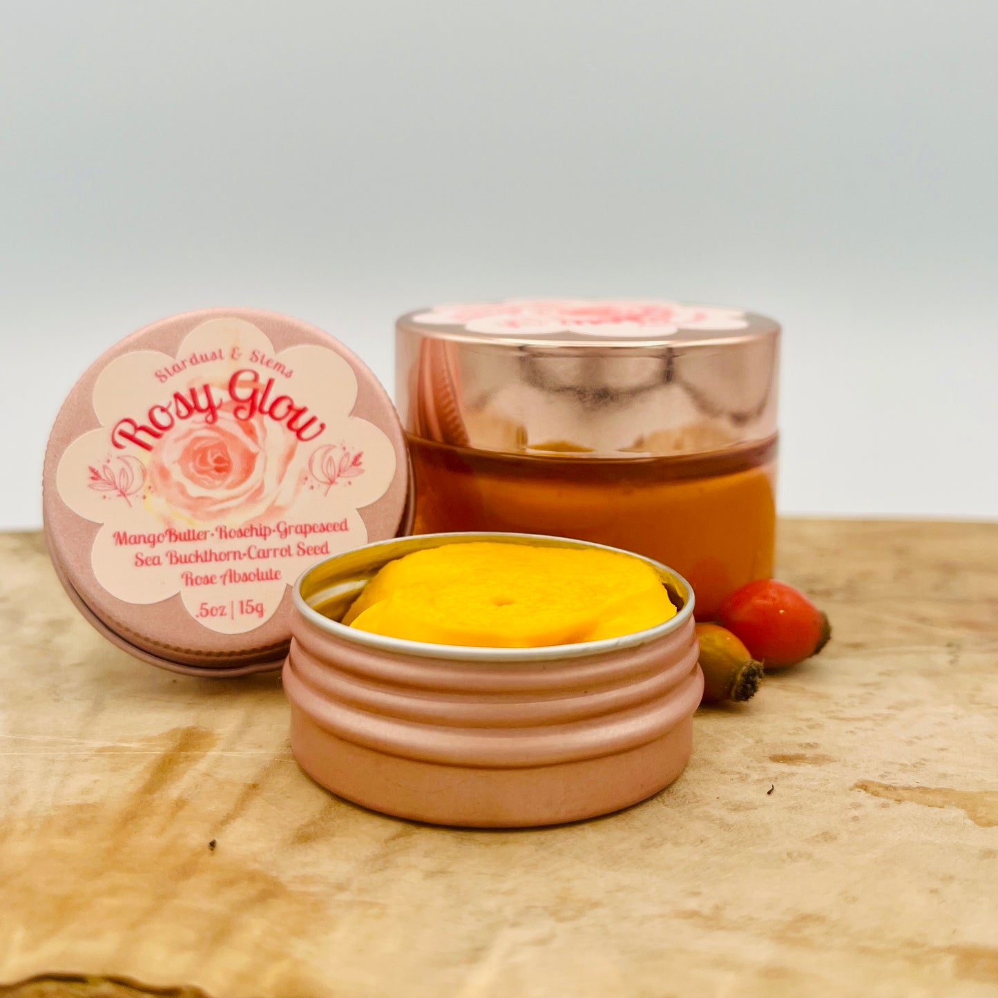 Rosy Glow Face Moisture Cream, Rich Velvety Emulsion with Organic Rosehip Seed C02 Extract, Mango Butter for Clear and Radiant Glow