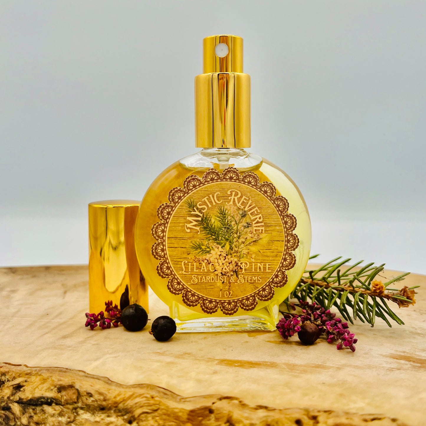 MYSTIC REVERIE Lilac and Pine Perfume with Juniper, Benzoin and Copaiba Essential Oil, Magical Perfume for Strength & Resilience, Woodland Faery Perfume Gift