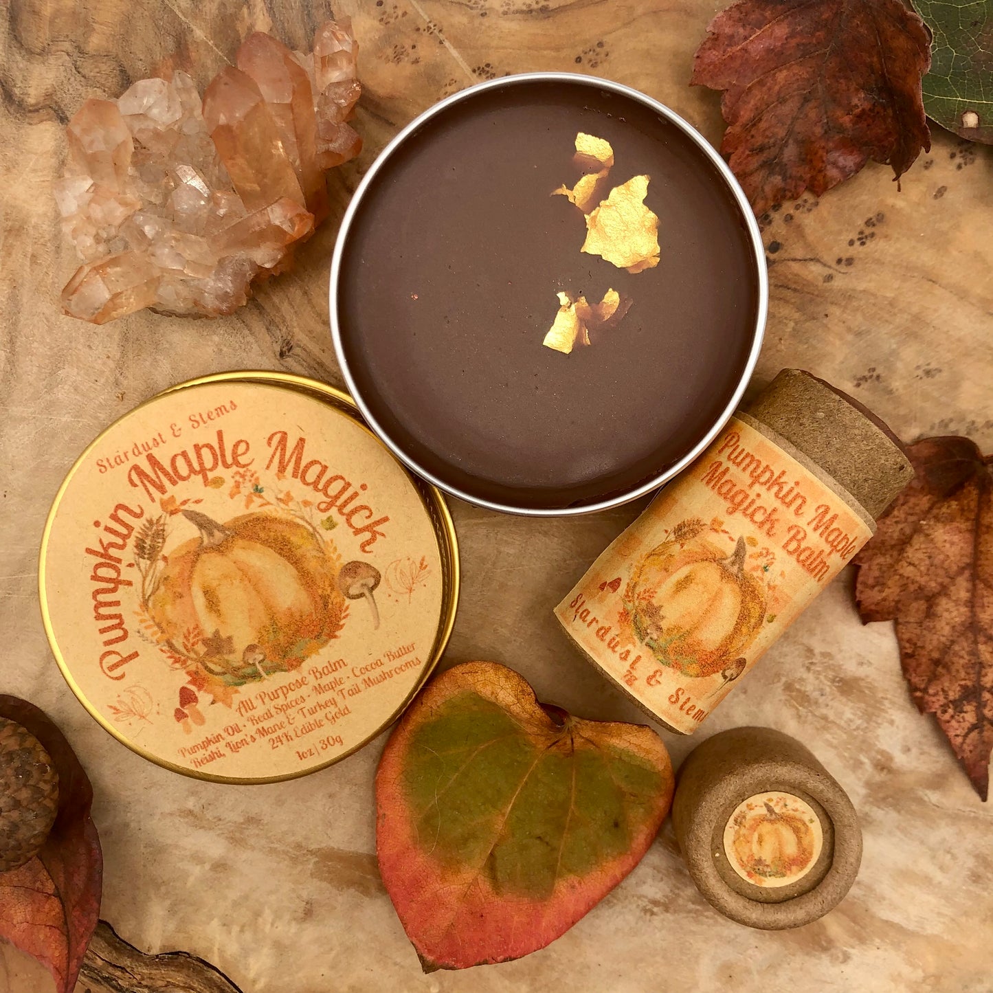 Handmade Pumpkin Spice and Maple Magick: Cozy Fall Lip Balm with Pumpkin Oil, Cinnamon, Clove, Nutmeg, Ginger and Real 24K Gold