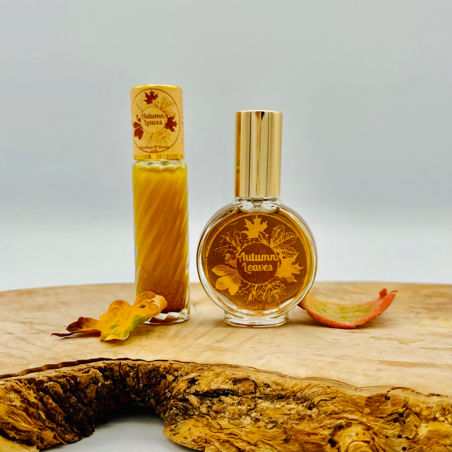AUTUMN LEAVES Fall Perfume Oil or Atomizer Spray, Halloween Fragrance, Cozy Cabin, Handcrafted, Small Batch with Crystal Leaf, Indie Scent