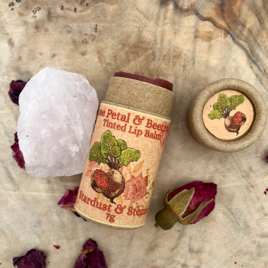 Enchanting Rose Petal & Beetroot Natural Pink Tinted Lip Balm | Moisturizing Cocoa Butter Lip Balm | Vegan Lip Tint | Nourishing Shea Butter Lip Balm | Magical Fairy Lover Gift | Organic | Handcrafted | Whimsical | Delicate Rose Aroma