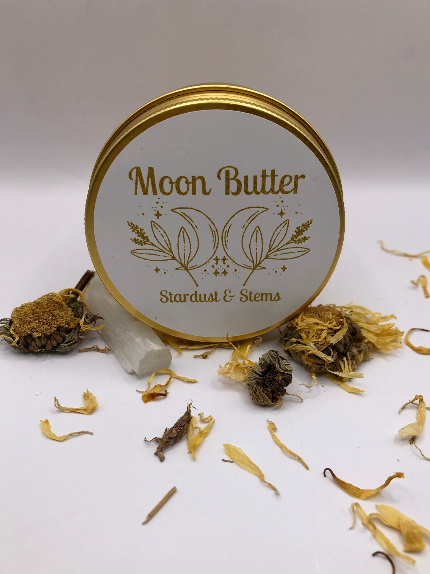 MOON BUTTER Raw Cocoa Butter Whipped Lotion | Calendula Infused Jojoba Oil, Shea Butter | Organic Handmade Small Batch Moisturizer