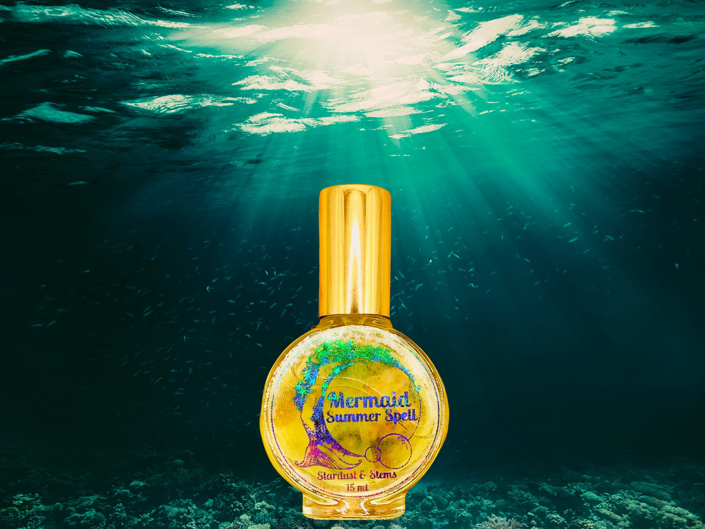 Mermaid Summer Spell Perfume, Best Vanilla Aquatic Scent, Essential Oil Indie Fragrance, Witch Perfume, Crystal Mermaid Crown & Shell Gifts