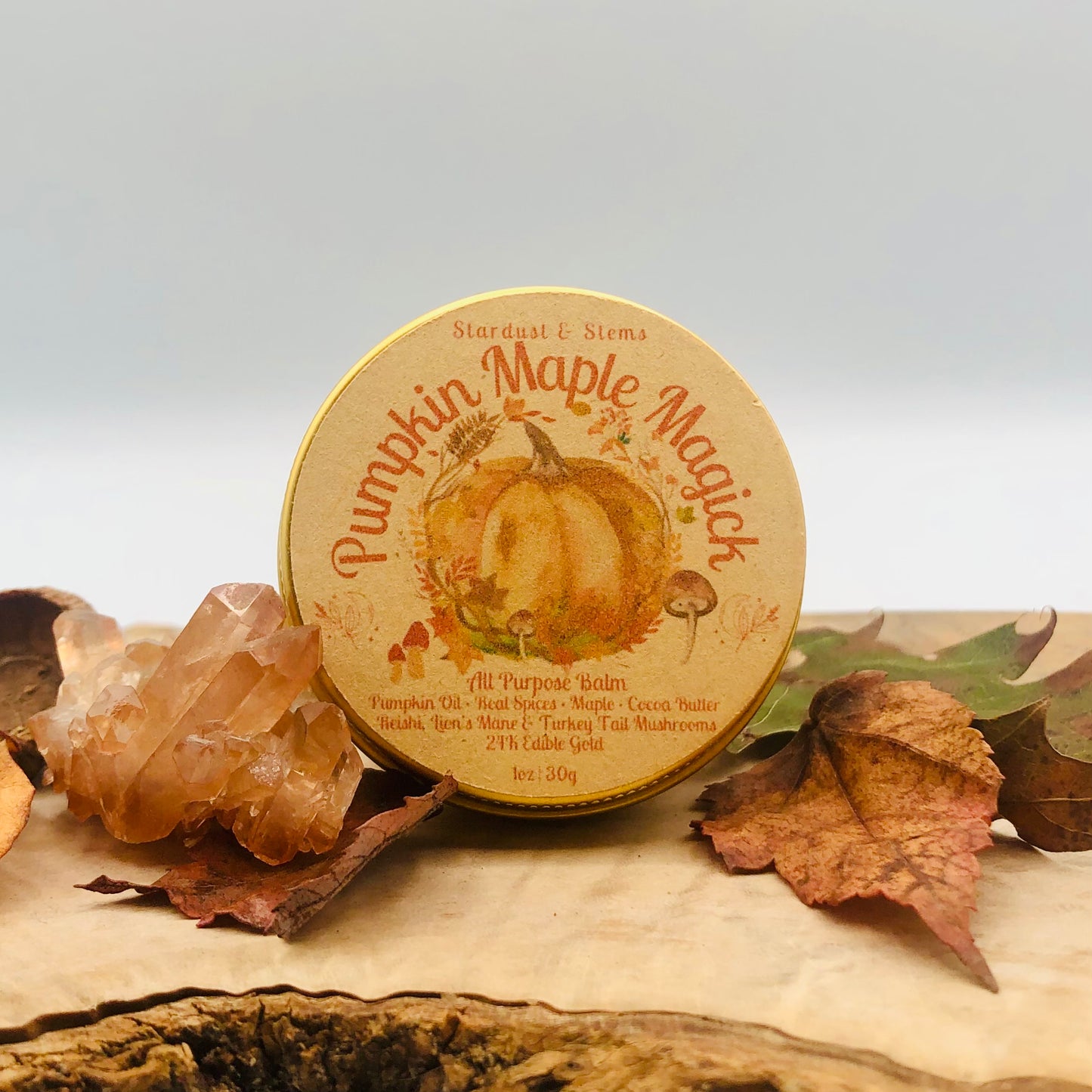 Handmade Pumpkin Spice and Maple Magick: Cozy Fall Lip Balm with Pumpkin Oil, Cinnamon, Clove, Nutmeg, Ginger and Real 24K Gold