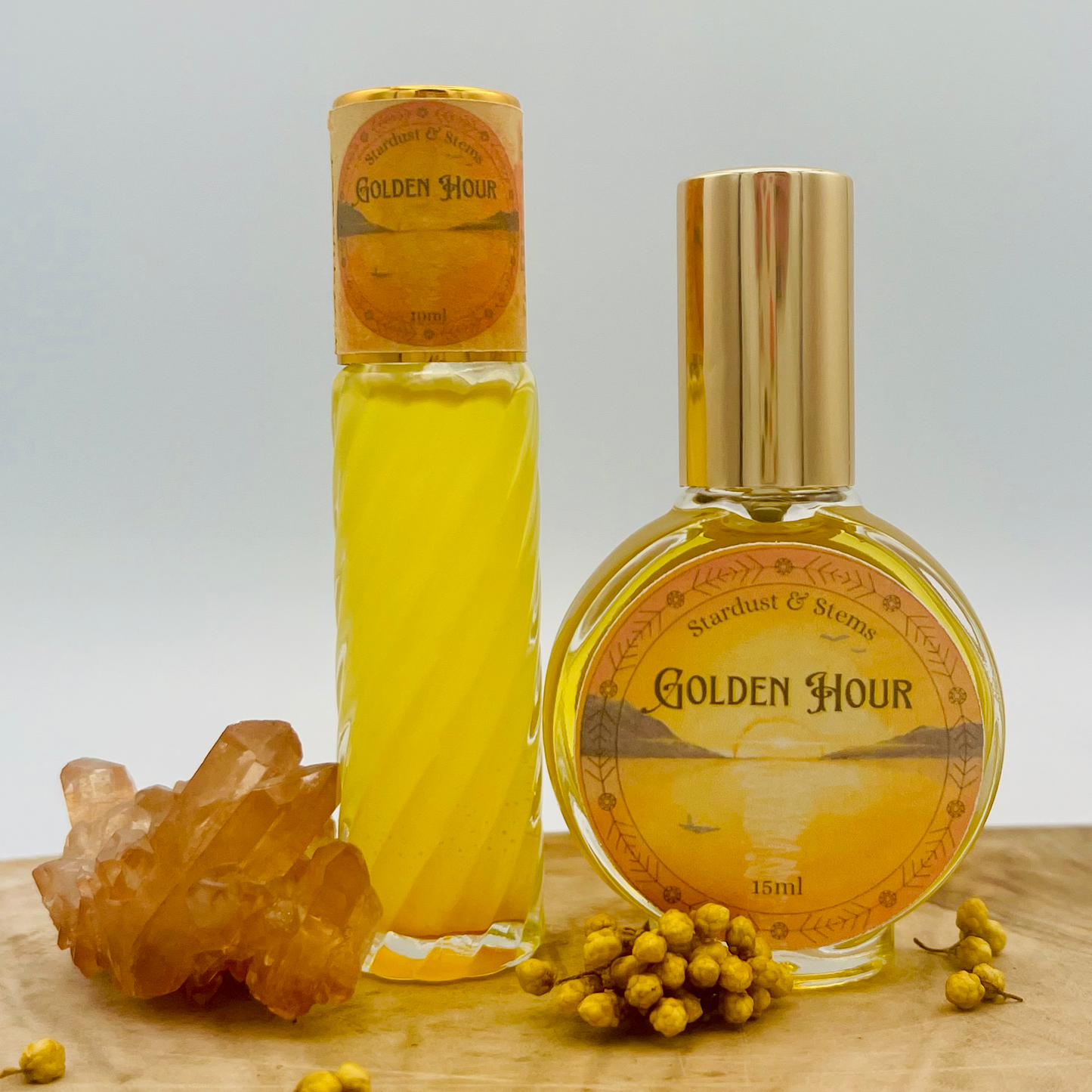 GOLDEN HOUR Baltic Amber Scent, Dark Amber Orange Cedarwood Vanilla Perfume, Golden Sands Incense Fragrance, Calming Clean Unisex Perfume