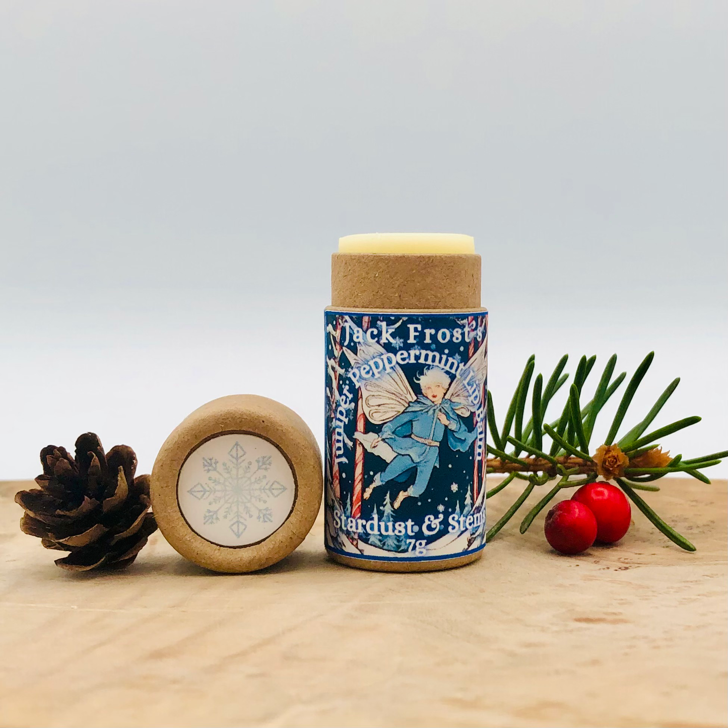 Jack Frost's Winter Lip Balm  with Juniper & Peppermint | Invigorating & Nourishing | Aromatherapeutic | Herbal Lip Balm Infused with Verbena | Cocoa Butter & Vanilla Bean