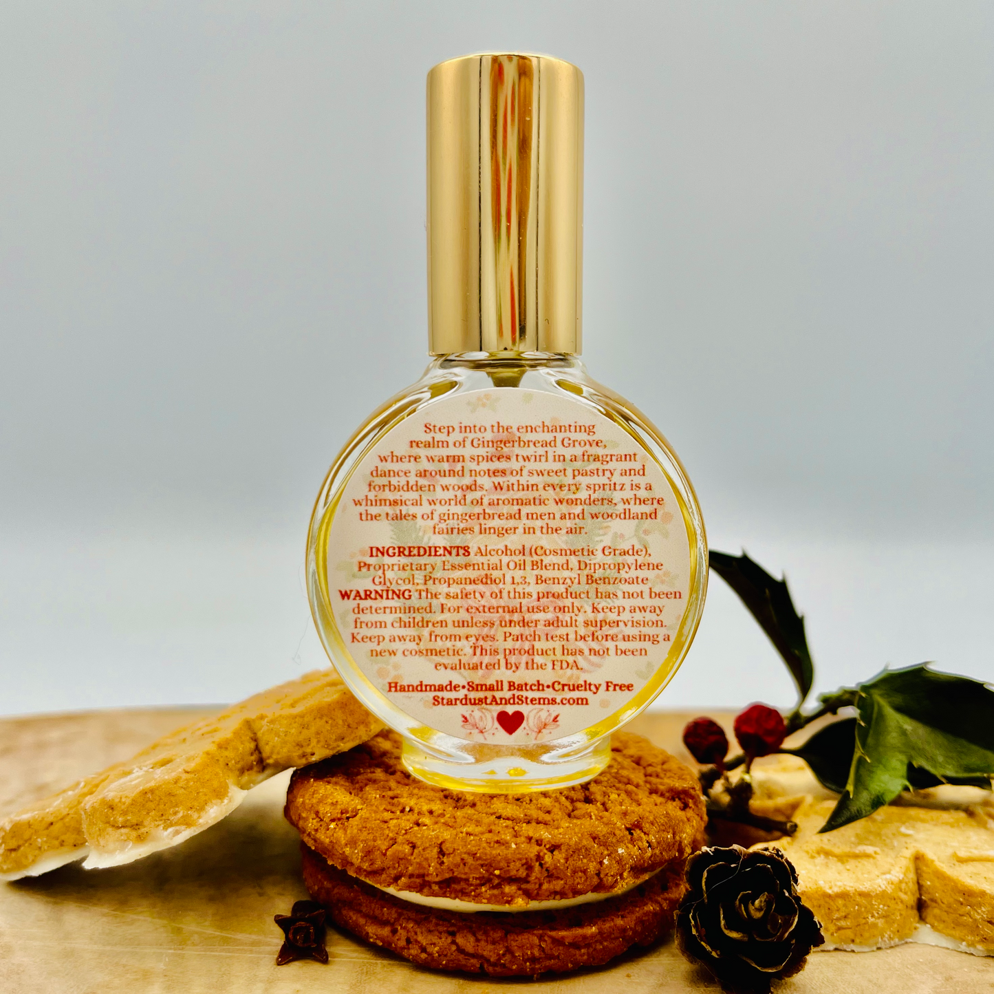 GINGERBREAD GROVE Ginger Perfume Oil, Seasonal Essential Oil, Cinnamon, Clove, Buttery Christmas Cake & Gingerbread Snap Scent, Magical Gift