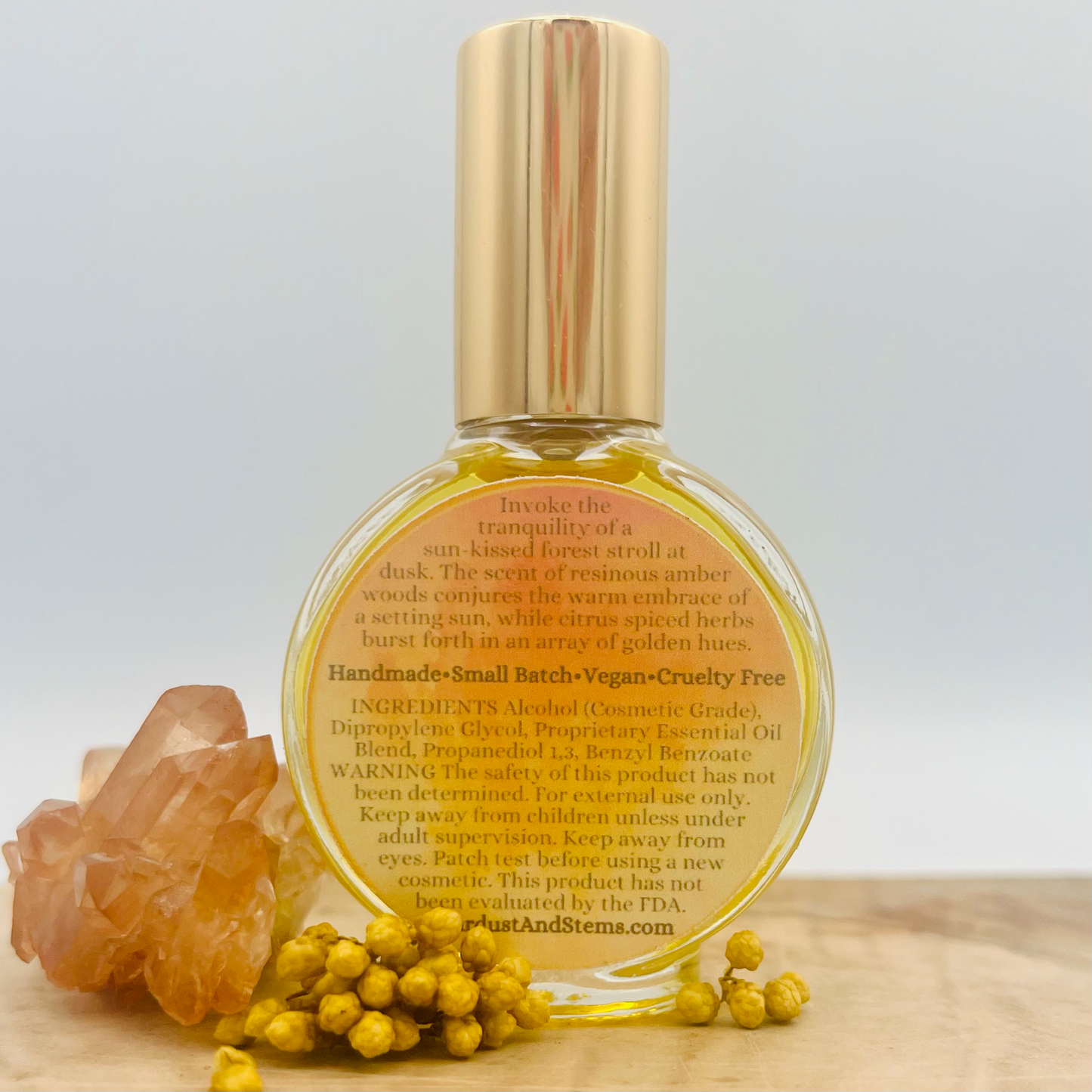 GOLDEN HOUR Baltic Amber Scent, Dark Amber Orange Cedarwood Vanilla Perfume, Golden Sands Incense Fragrance, Calming Clean Unisex Perfume