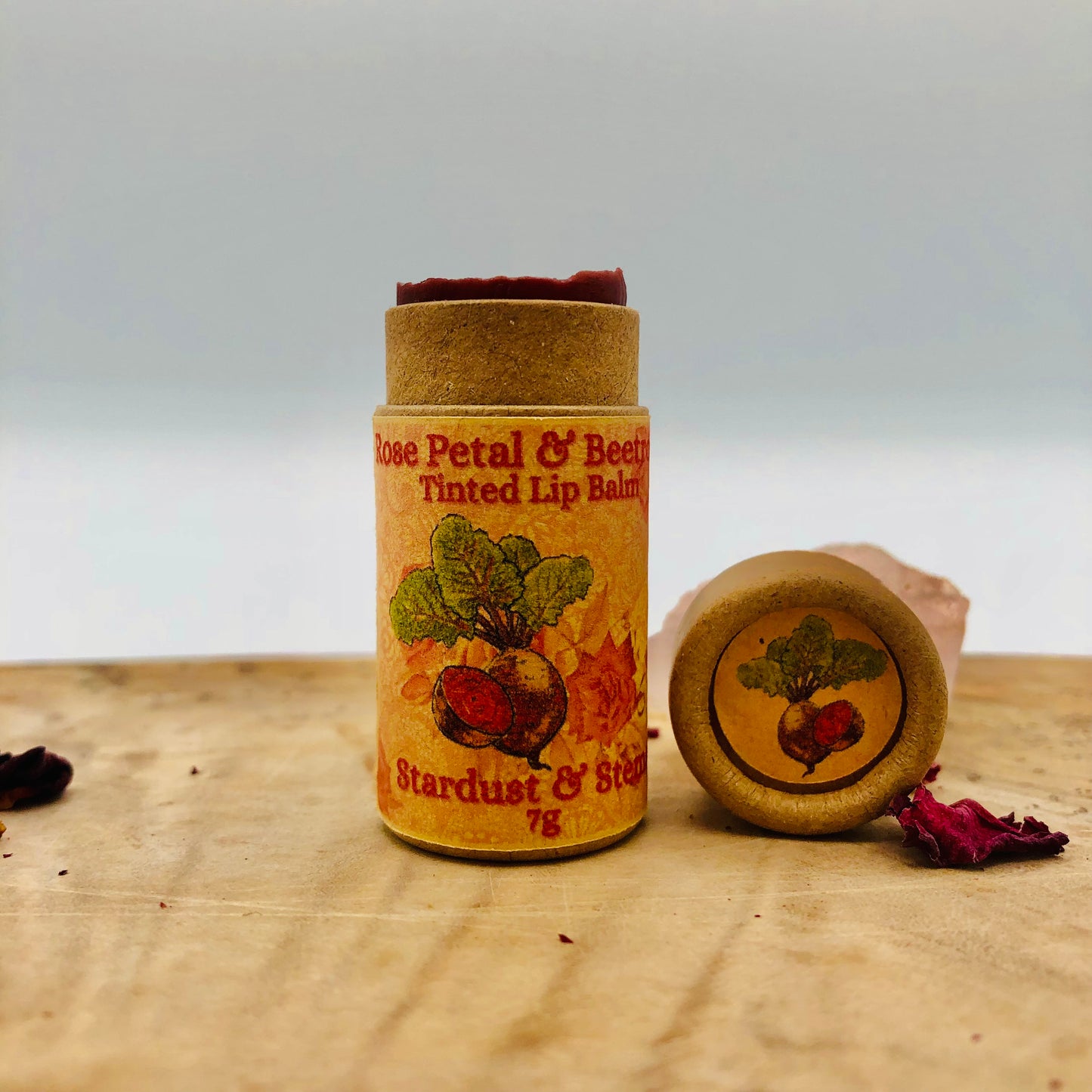 Rose Petal & Beetroot Natural Pink Tinted Lip Balm | Moisturizing Cocoa Butter Lip Balm | Vegan Lip Tint | Nourishing Shea Butter Lip Balm | Magical Fairy Lover Gift | Organic | Handcrafted | Whimsical | Delicate Rose Aroma