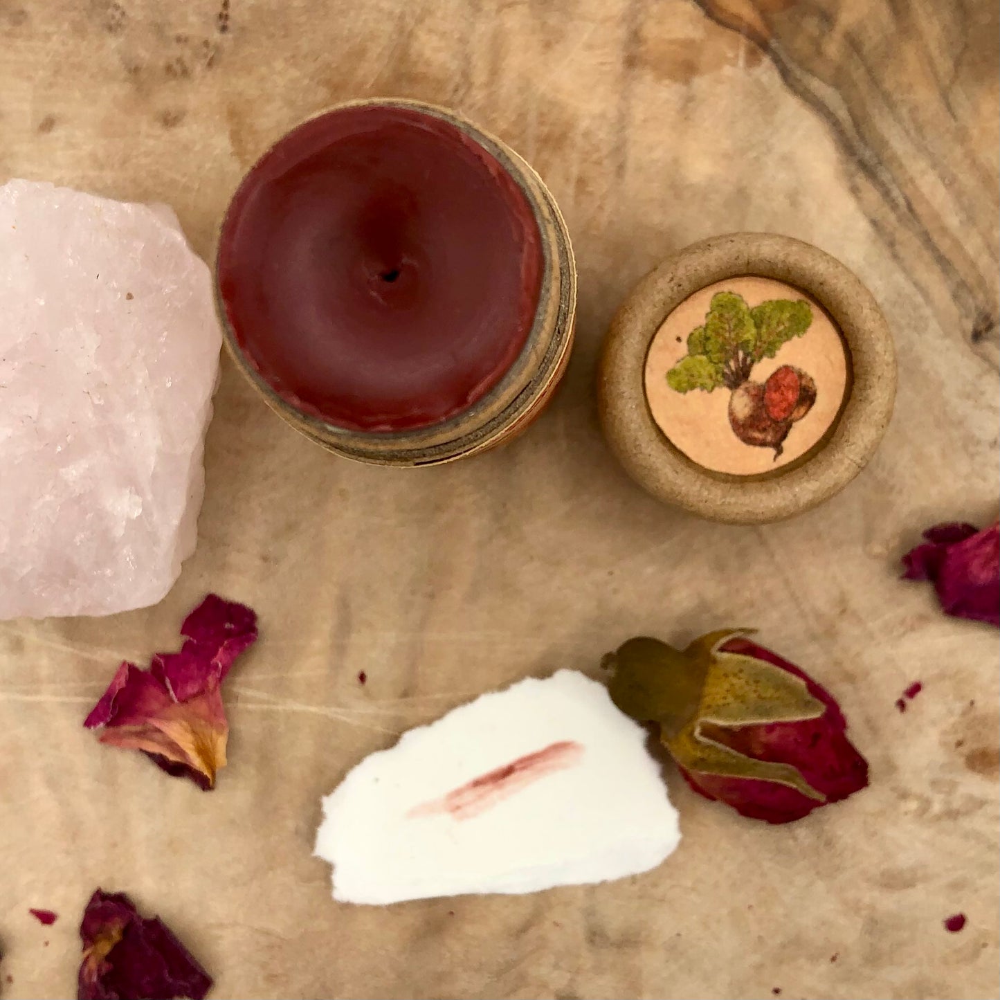 Rose Petal & Beetroot Natural Pink Tinted Lip Balm | Moisturizing Cocoa Butter Lip Balm | Vegan Lip Tint | Nourishing Shea Butter Lip Balm | Magical Fairy Lover Gift | Organic | Handcrafted | Whimsical | Delicate Rose Aroma