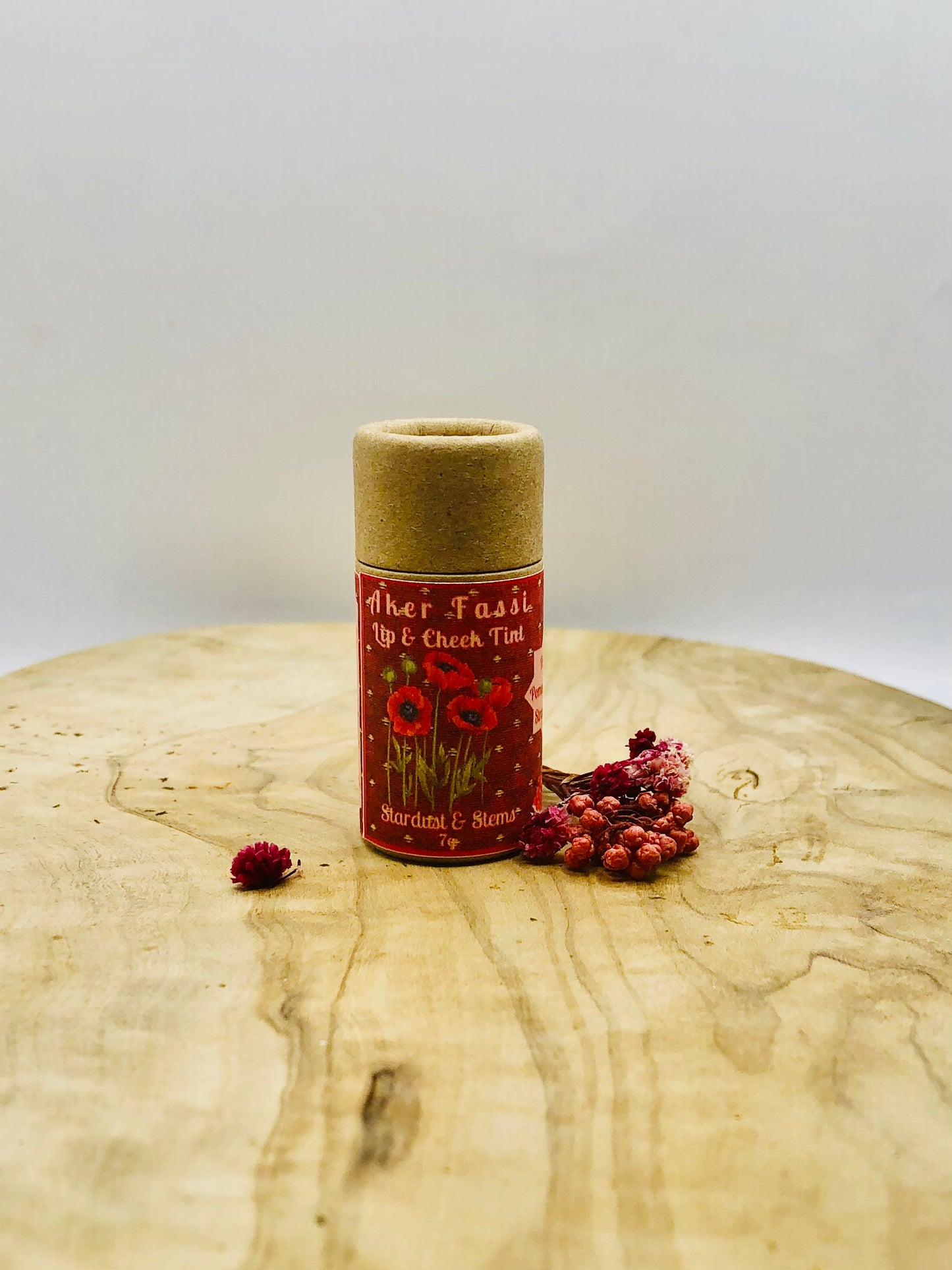 Aker Fassi Moroccan Lip & Cheek Tint: Natural Color from Pomegranate & Poppy Flowers, Sweetly Scented with Real Strawberry