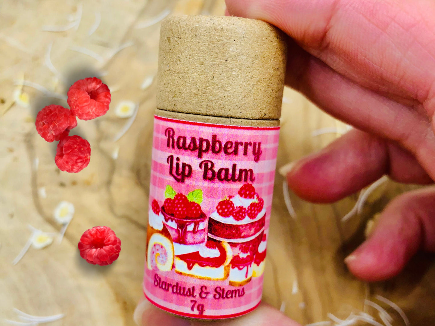 Organic Raspberry Lip Balm with Raw Mango Butter | Biodegradable & Zero Waste | Natural Moisturizing | Vegan | Eco-Friendly | Non-Toxic | Handmade | Sustainable Packaging